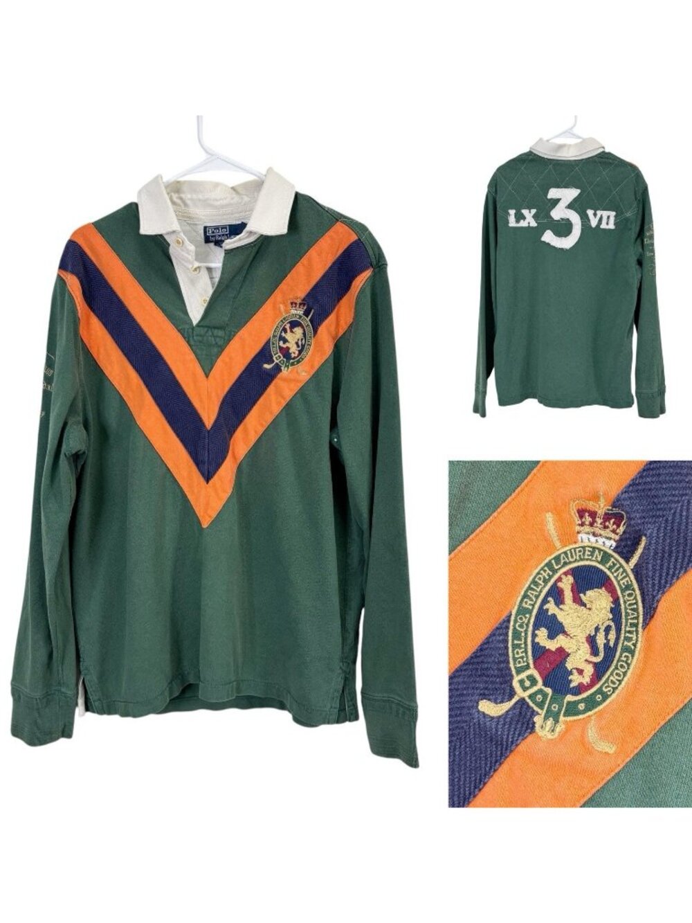 Vintage POLO Ralph Lauren Rugby Shirt Large Green